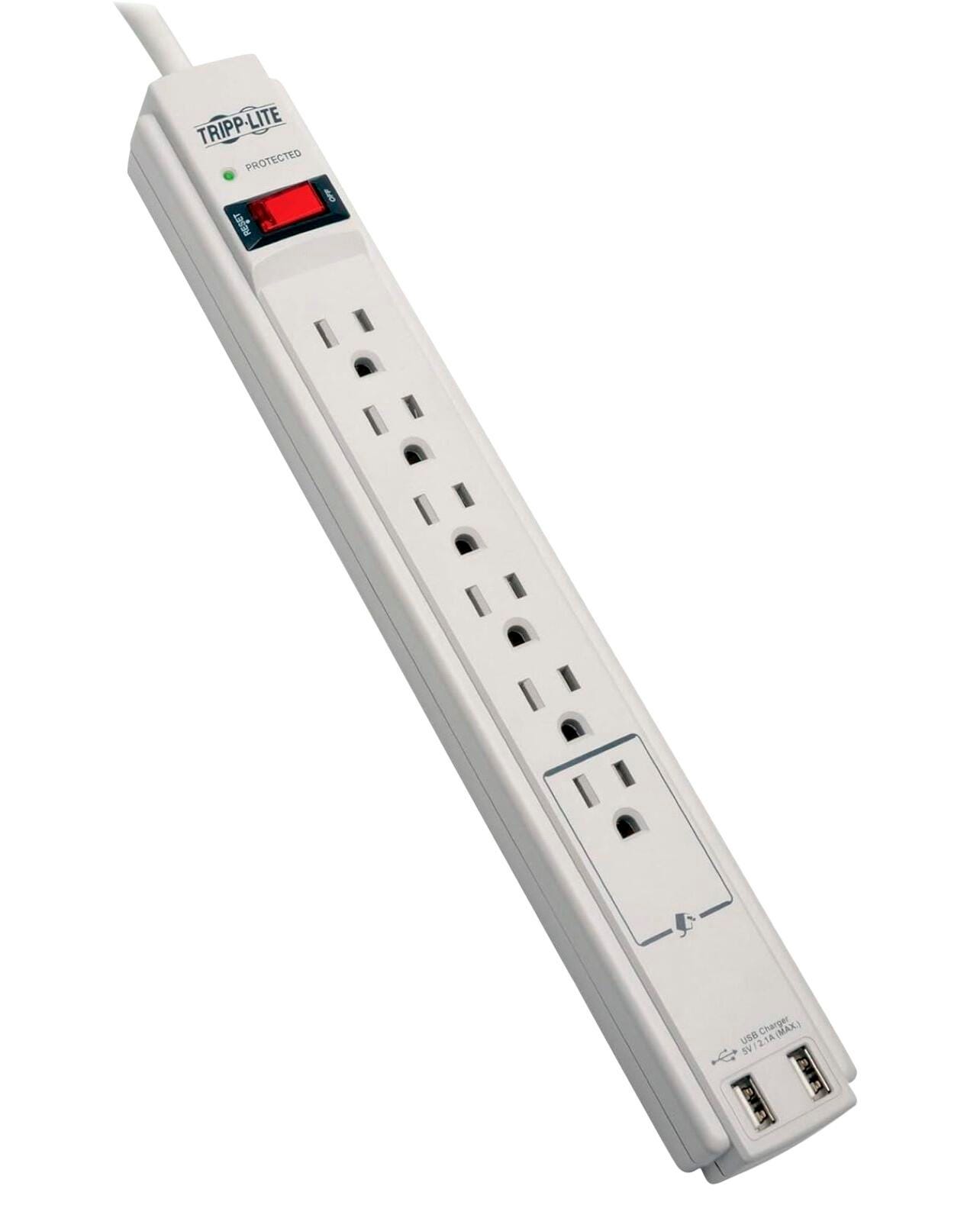 Tripp Lite 6-Outlet Surge Protector, 6 Foot Cord, 990 Joules, Light Gray 2136067